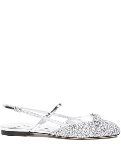 Jimmy Choo Belinda Glitter-embellished Slingback Sandals In Silver