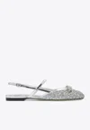 Jimmy Choo Glitter Pointed Toe Sandals With Embellished Detail In Silver