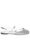 Jimmy Choo Glitter Pointed Toe Sandals With Embellished Detail In Silver