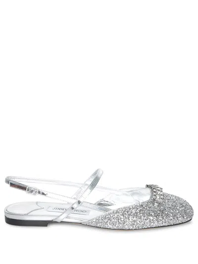 Jimmy Choo Belinda Silver Glitter Ballerinas