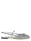 Jimmy Choo Glitter Pointed Toe Sandals With Embellished Detail In Silver