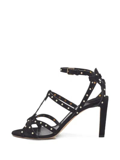 Pre-owned Jimmy Choo Beverly Pearl-embellished Sandals In Black