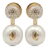 Jimmy Choo Crystal And Pearl Gold Earrings In White