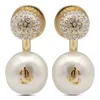 Jimmy Choo Crystal And Pearl Gold Earrings In White