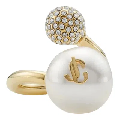 Jimmy Choo Auri Logo-plaque Cuff Ring In Multi