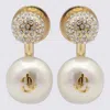 Jimmy Choo Crystal And Pearl Gold Earrings In White