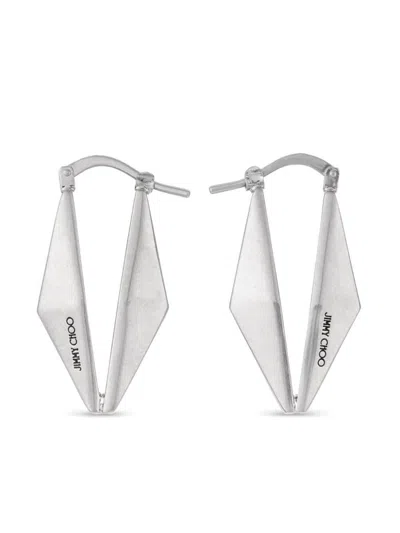 Jimmy Choo Diamond Engraved-logo Earrings In Multicolor