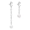 Jimmy Choo Crystals And Pearls Logo Drop Earrings In Silver