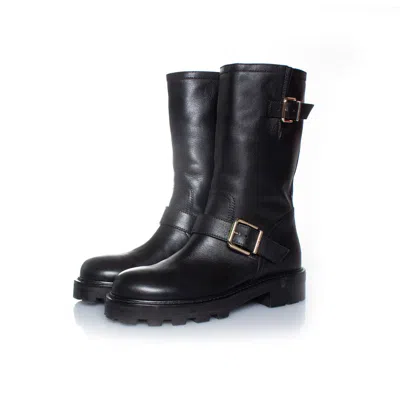 Jimmy Choo Biker 2 Leather Boots In Black