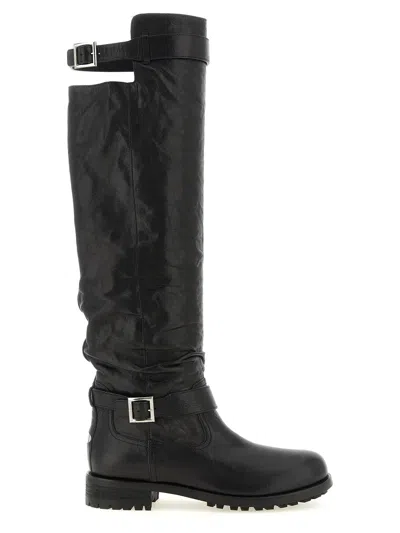 Jimmy Choo Black Leather Biker Boots