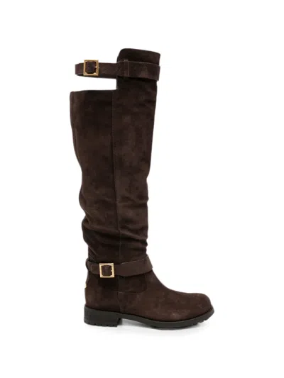 Jimmy Choo Biker Kb Buckle-strap Boots In Brown