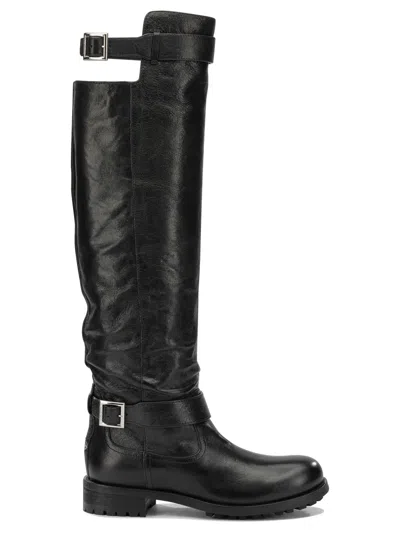 Jimmy Choo Buckle-detailed Leather Knee Boots In Black