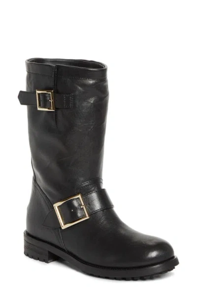 Jimmy Choo Biker Buckled Leather Boots In Black
