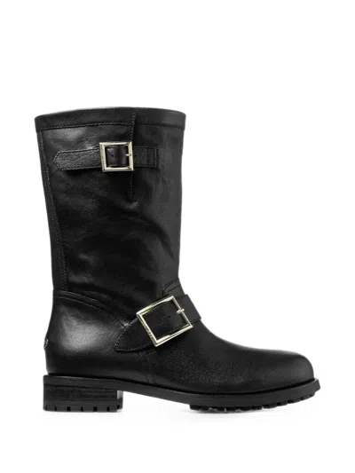 Jimmy Choo Biker Mid Leather Ankle Boots In Black