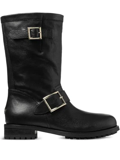 Jimmy Choo Biker Mid Buckled Biker Boots In Black