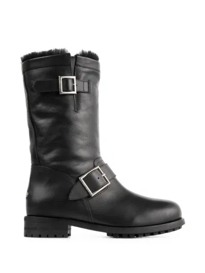 Jimmy Choo Biker Mid Buckle-strap Boots In Black
