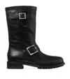 Jimmy Choo Biker Mid Leather Boots In Black