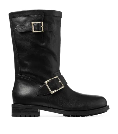 Jimmy Choo Biker Mid Leather Boots In Black