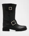 Jimmy Choo Biker Mid Leather Mid-calf Boots In Black