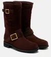 Jimmy Choo Biker Suede Mid-calf Boots In Brown