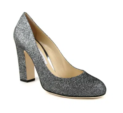 Pre-owned Jimmy Choo Billie 100 Dark Silver Glitter Fabric Heel Pumps 40/us 10 Lag247