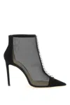 Jimmy Choo Bing 100 Crystal-embellished Suede And Mesh Heeled Boots In Nero