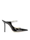 Jimmy Choo Crystal Strap Embellished Mules With 10cm Heel In Black