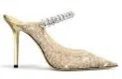 Jimmy Choo Bing 100 Coarse Glitter Mules In Neutral