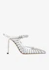 Jimmy Choo 100mm Bing Crystal-embellished Mules In Silver