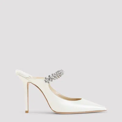 Jimmy Choo Bing 100 Crystal Satin Pumps In White