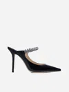 Jimmy Choo Bing 100 Crystal-embellished Patent-leather Mules In Black
