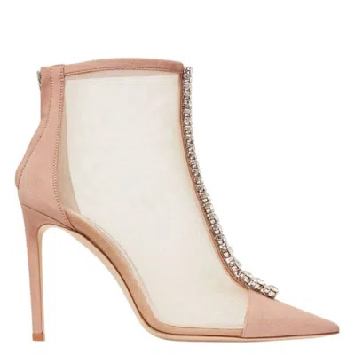 Jimmy Choo Bing 100 Mesh Ankle Boots In Neutral