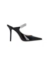 Jimmy Choo Black Leather Sabot Painted With Crystal Strap In Black