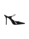 Jimmy Choo Black Leather Sabot Painted With Crystal Strap