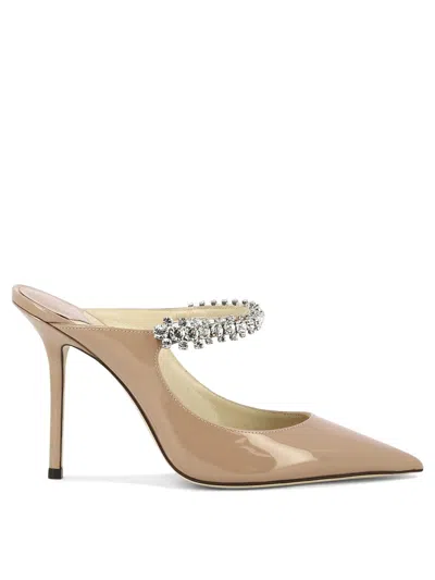 Jimmy Choo Bing 100 Crystal-embellished Patent-leather Mules In Ballet Pink
