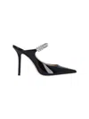 Jimmy Choo Black Leather Sabot Painted With Crystal Strap In Black