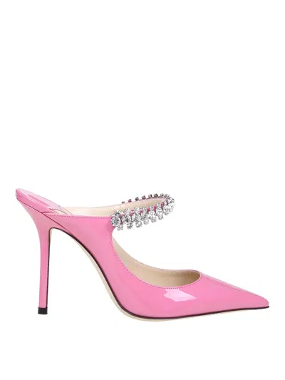 JIMMY CHOO BING 100 MULES IN PINK LEATHER