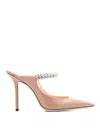 Jimmy Choo Womens Ballet Pink Bing 100 Crystal-embellished Patent-leather Heeled Mules In Rosado Claro