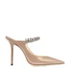 Jimmy Choo Womens Ballet Pink Bing 100 Crystal-embellished Patent-leather Heeled Mules In Nude