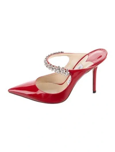 Pre-owned Jimmy Choo Bing 100 Patent Leather Mules In Red