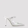 Jimmy Choo Striped Mesh Stiletto Pumps Strap In Silver