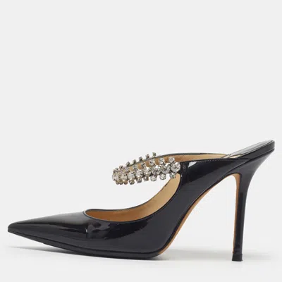 Pre-owned Jimmy Choo Bing 100 Size 36.5 Black Patent Leather Mules