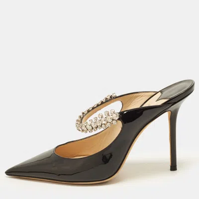 Pre-owned Jimmy Choo Bing 100 Size 38.5 Black Patent Leather Mules