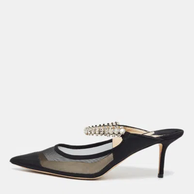 Pre-owned Jimmy Choo Bing 100 Size 40 Black Net And Suede Mules