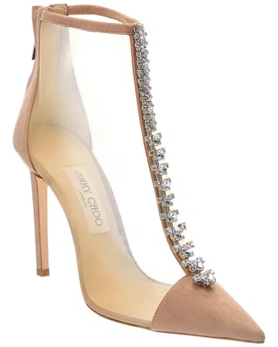 Jimmy Choo Bing 100 Suede Boot In Neutral
