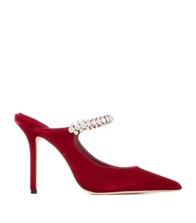 Jimmy Choo Bing 100 Velvet Mules In Red