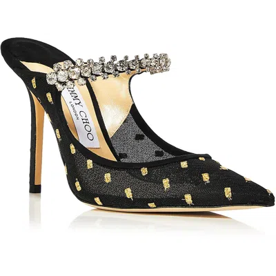 Jimmy Choo Bing 100 Womens Rhinestone Pointed Toe Mules In Black