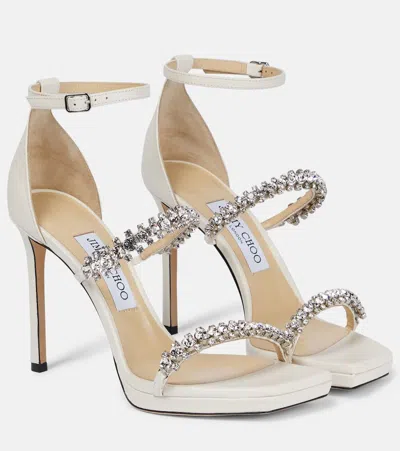 Jimmy Choo Bing 105 Crystal-embellished Sandals In Latte