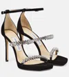 Jimmy Choo Black Bing Sandals With Crustal Embellishment In Black