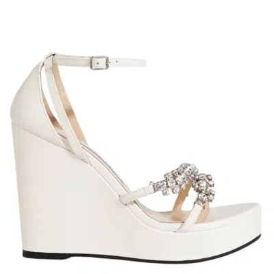 Jimmy Choo Bing 120 Crystal-embellished Wedges In White